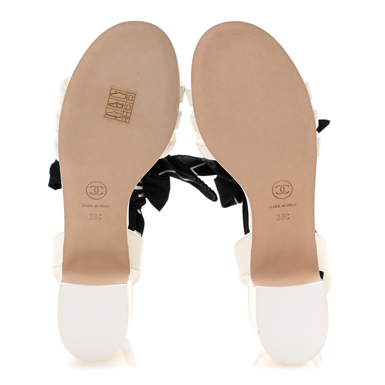Chanel Lambskin Silk CC Wrap Ankle Sandals 38 White 6 of 10