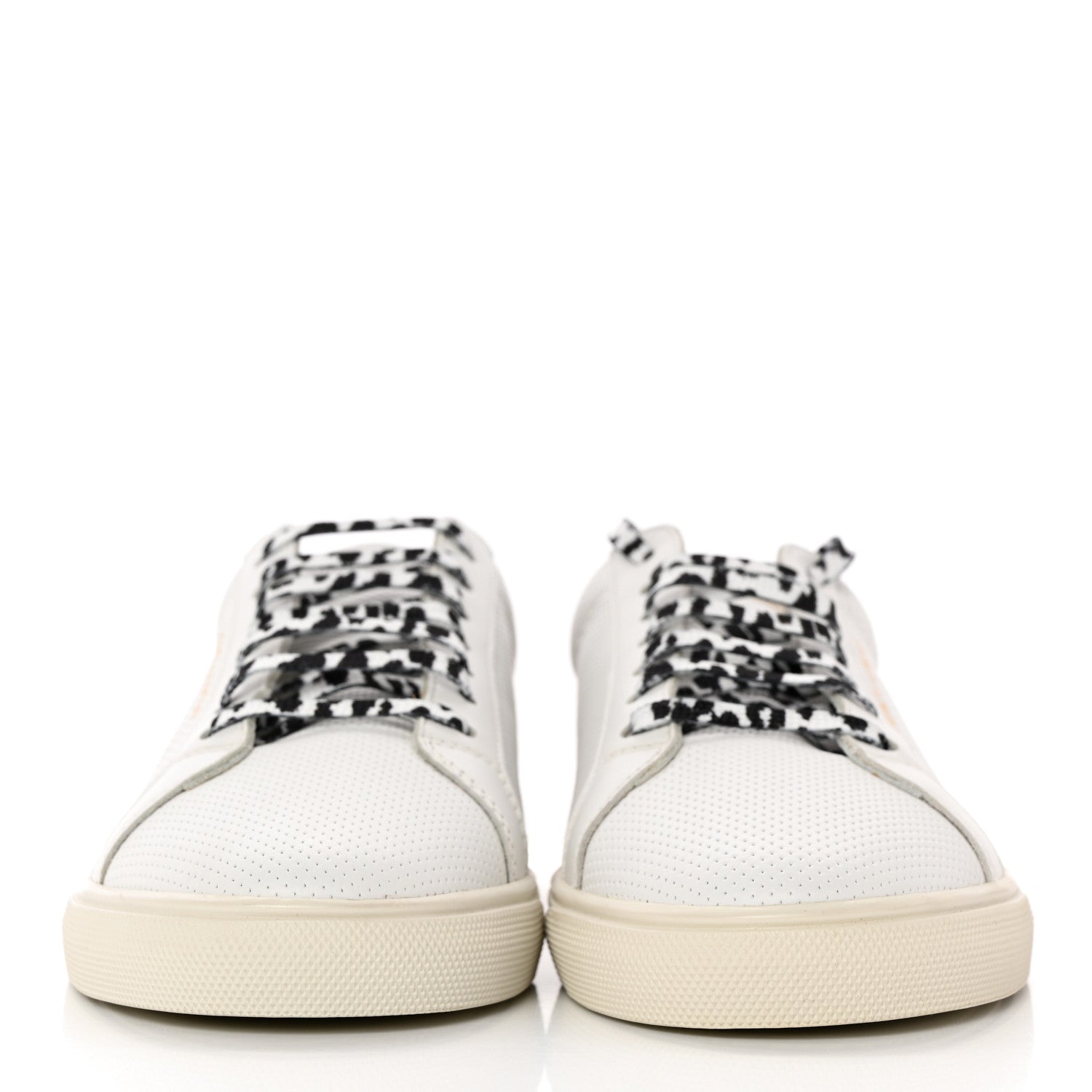 Saint Laurent Perforated Calfskin Cheetah Print Andy Low Top Sneakers 40.5 White Black 2 of 10