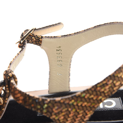 Chanel Fantasy Goatskin Velvet CC Chain Thong Sandals 38.5 Gold Black 8 of 9