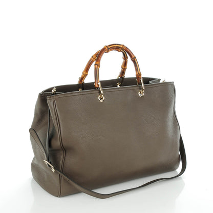 Gucci Calfskin Large Bamboo Shopper Tote Grey Field 3 of 7