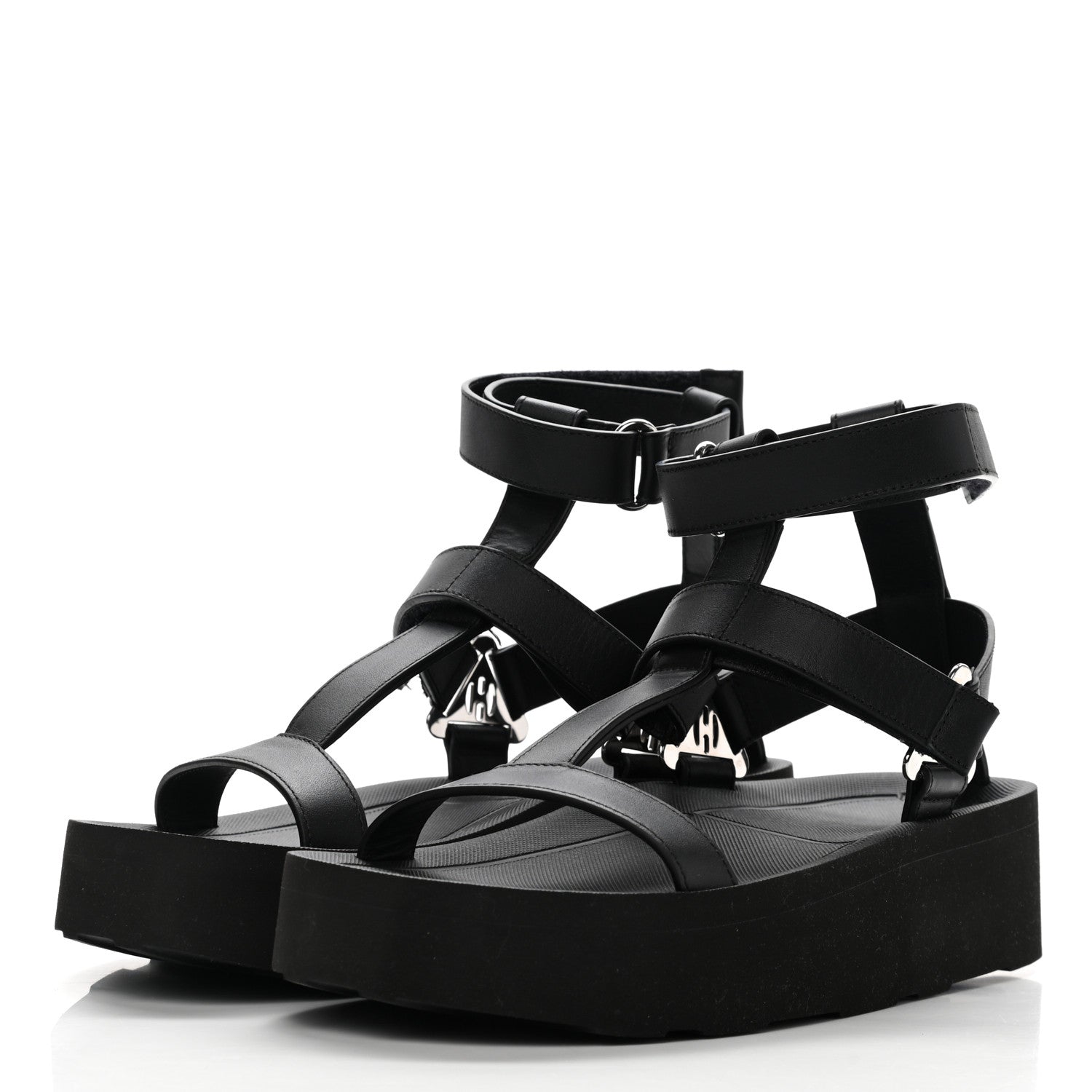 Hermes Calfskin Womens Enid Sandals 35 Black 3 of 12