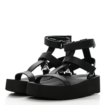 Hermes Calfskin Womens Enid Sandals 35 Black 3 of 12