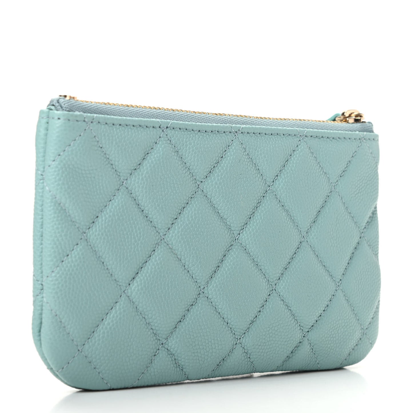 Caviar Quilted Small Cosmetic Case Light Blue