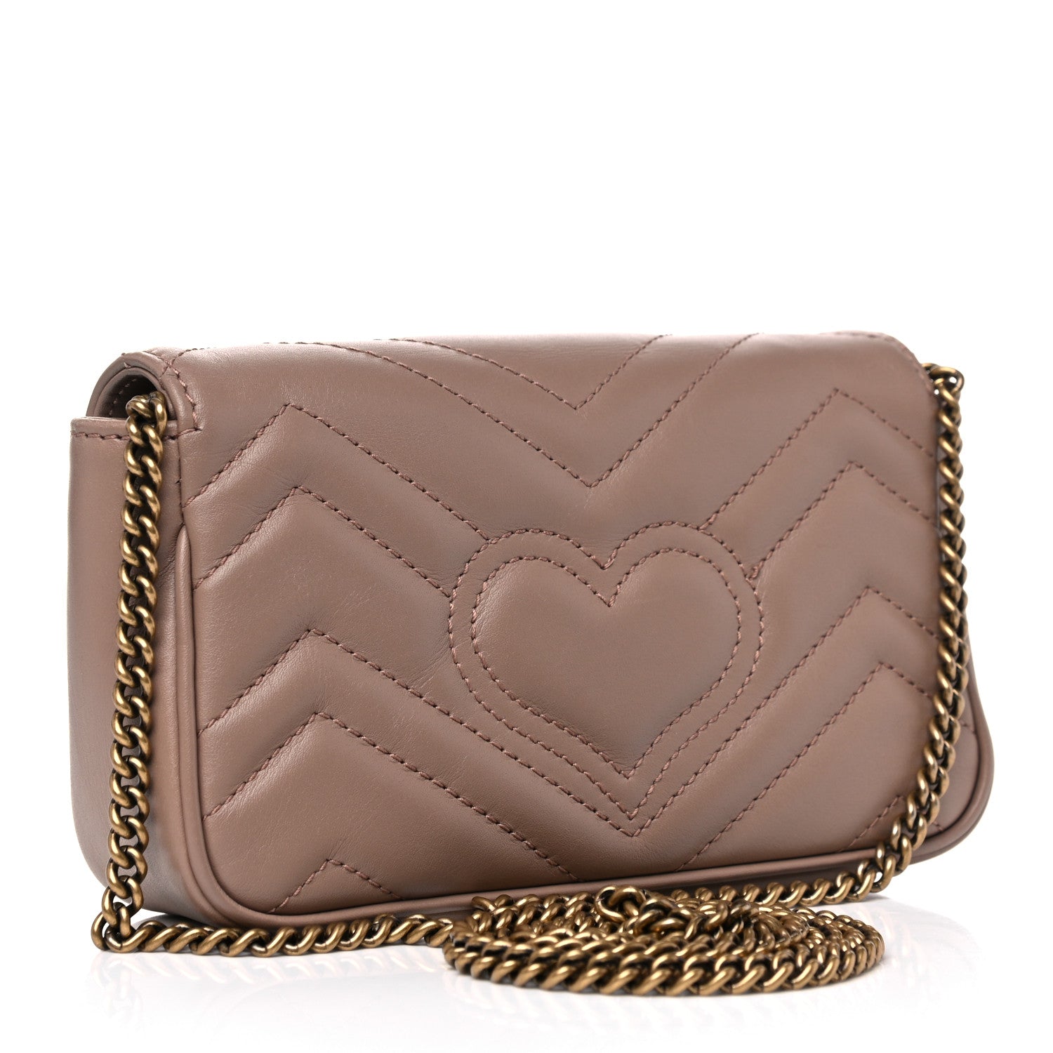 Gucci Calfskin Matelasse Super Mini GG Marmont Shoulder Bag Porcelain Rose 3 of 11
