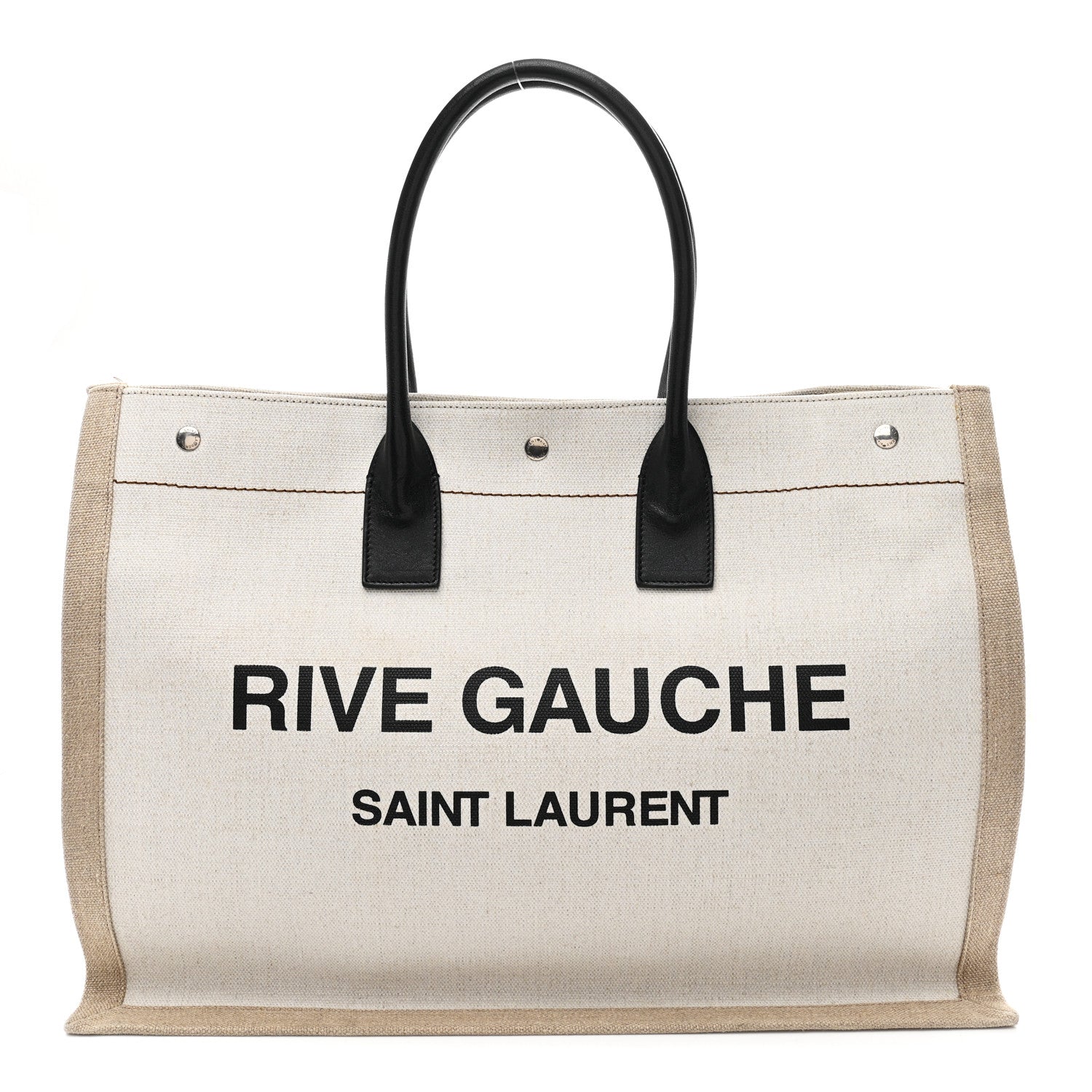 Saint Laurent Linen Calfskin Rive Gauche Tote Greggio Natural 1 of 10