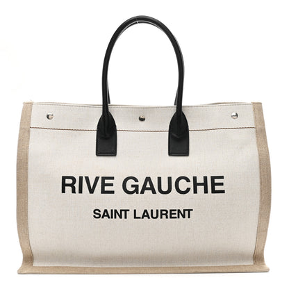 Saint Laurent Linen Calfskin Rive Gauche Tote Greggio Natural 1 of 10