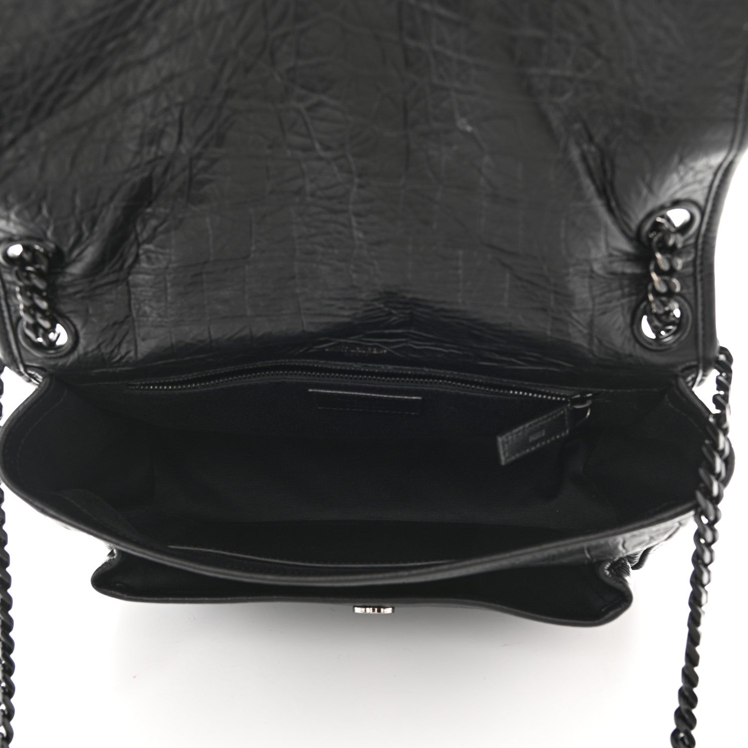 Saint Laurent Crinkled Calfskin Matelasse Monogram Medium Niki Chain Satchel Black 5 of 8
