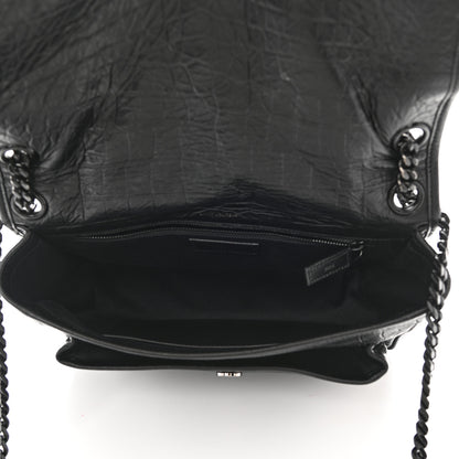 Saint Laurent Crinkled Calfskin Matelasse Monogram Medium Niki Chain Satchel Black 5 of 8