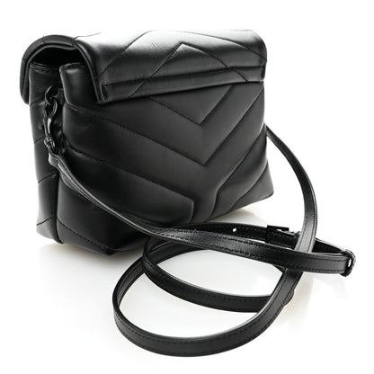 Saint Laurent Calfskin Y Quilted Monogram Monochrome Toy Loulou Crossbody Bag Black 3 of 10