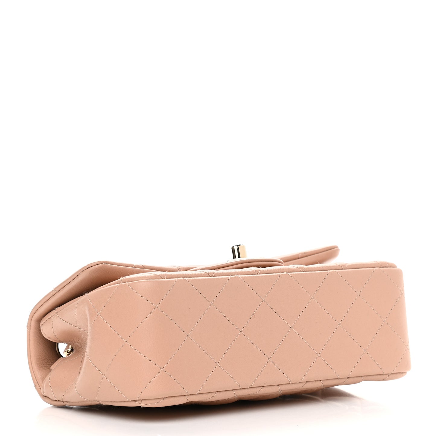 Lambskin Quilted Mini Rectangular Flap Beige