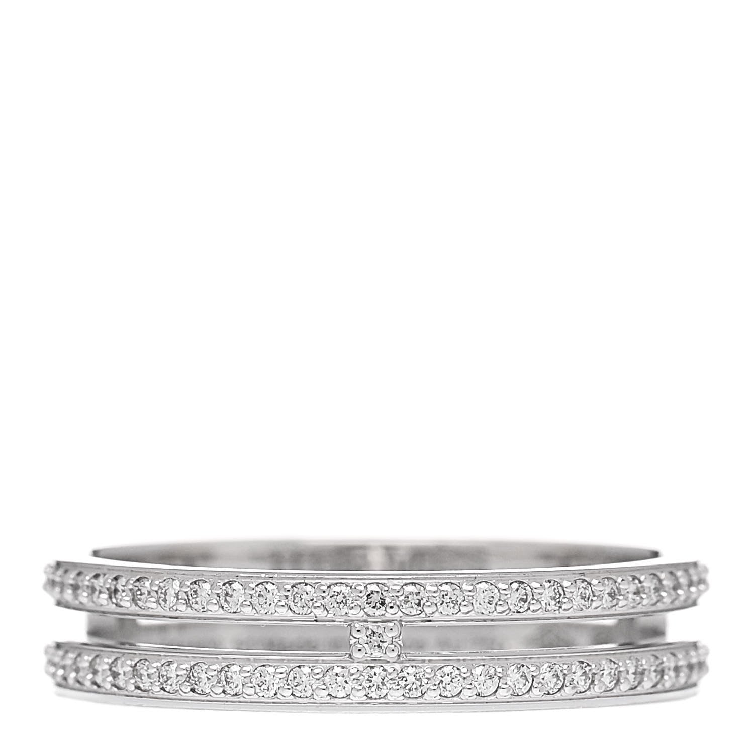 Hermes 18K White Gold Diamond Ariane Wedding Band Ring 51 5.75 1 of 5