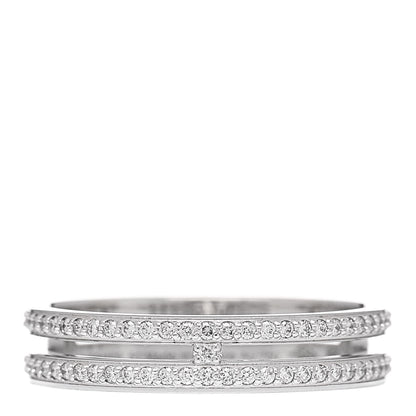 Hermes 18K White Gold Diamond Ariane Wedding Band Ring 51 5.75 1 of 5