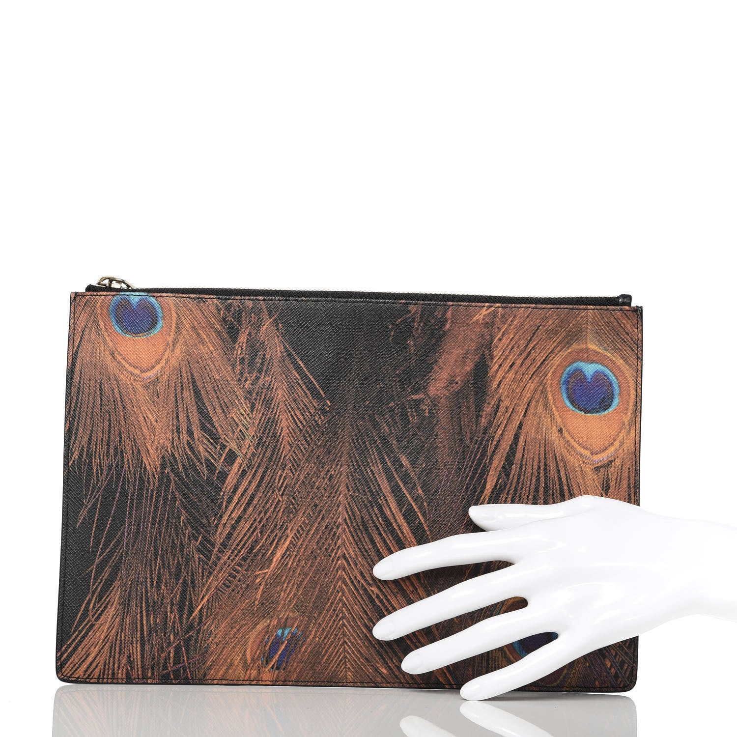 Givenchy Coated Canvas Peacock Print Medium Zip Pouch 2 of 7