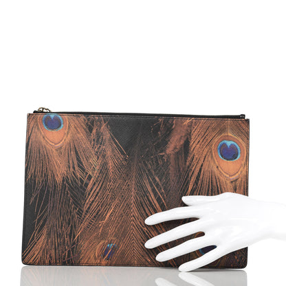 Givenchy Coated Canvas Peacock Print Medium Zip Pouch 2 of 7
