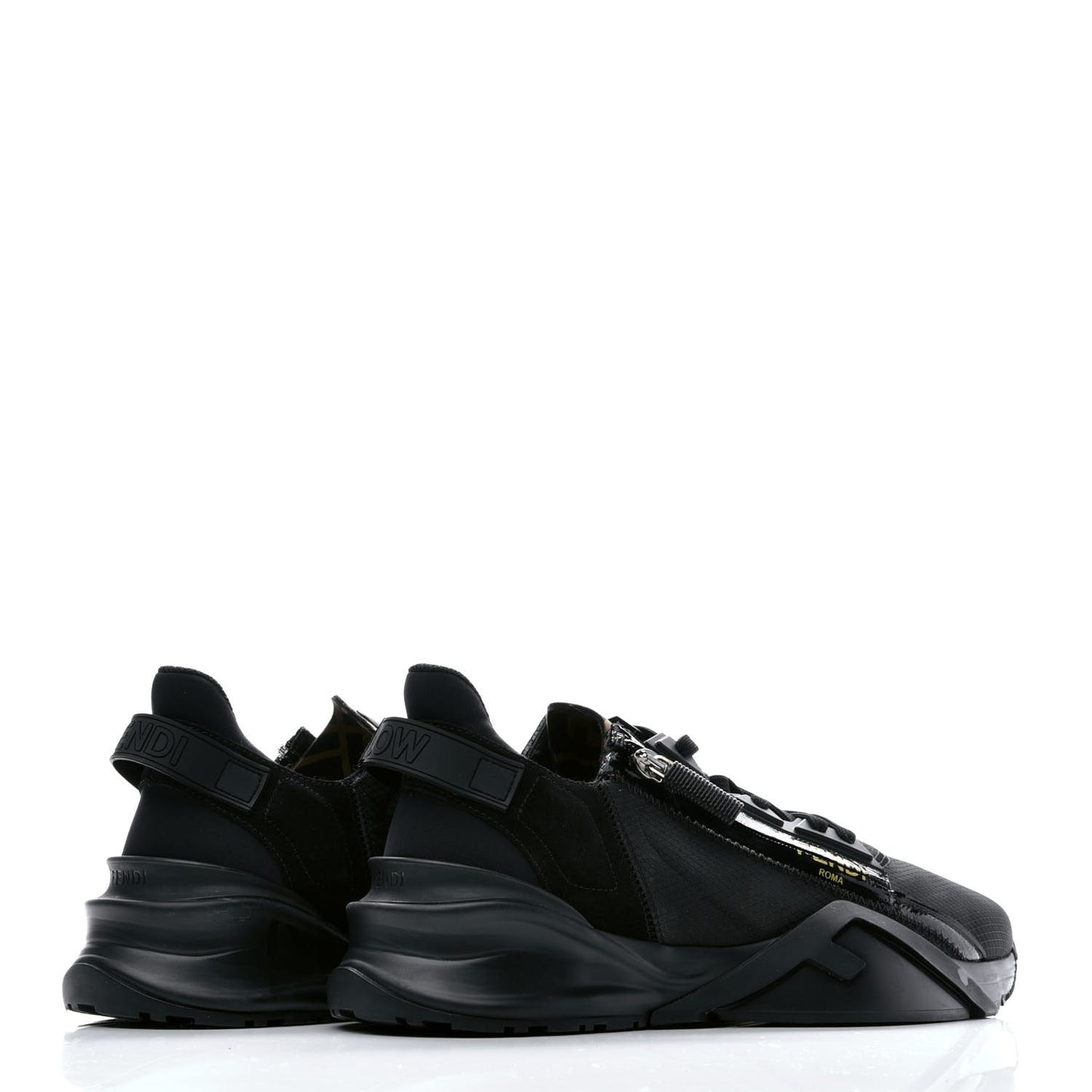 Nylon Suede Mens Fendi Flow Low Top Sneakers 8 Black