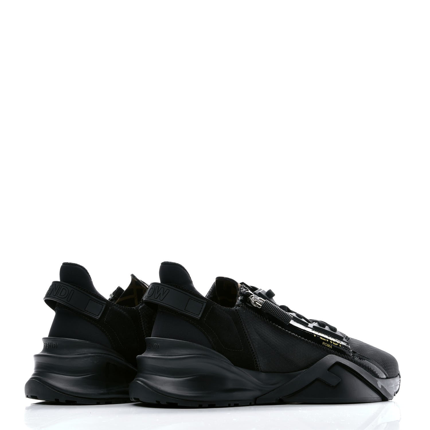 Fendi Nylon Suede Mens Fendi Flow Low Top Sneakers 8 Black 4 of 10