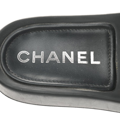 Chanel Lambskin Quilted CC Mules Sandals 38 Black 7 of 8