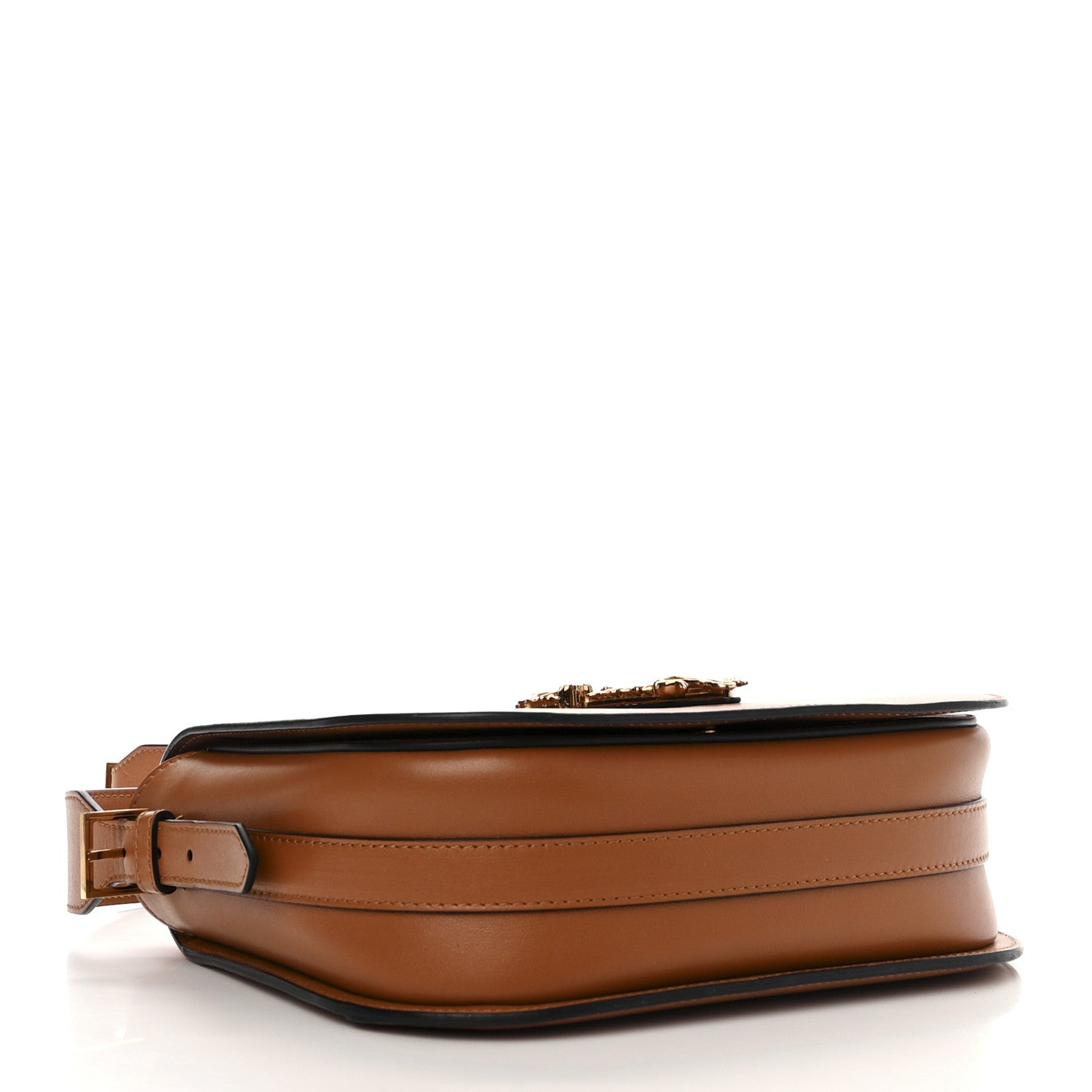 Versace Grained Calfskin Virtus Shoulder Bag Brown 4 of 14