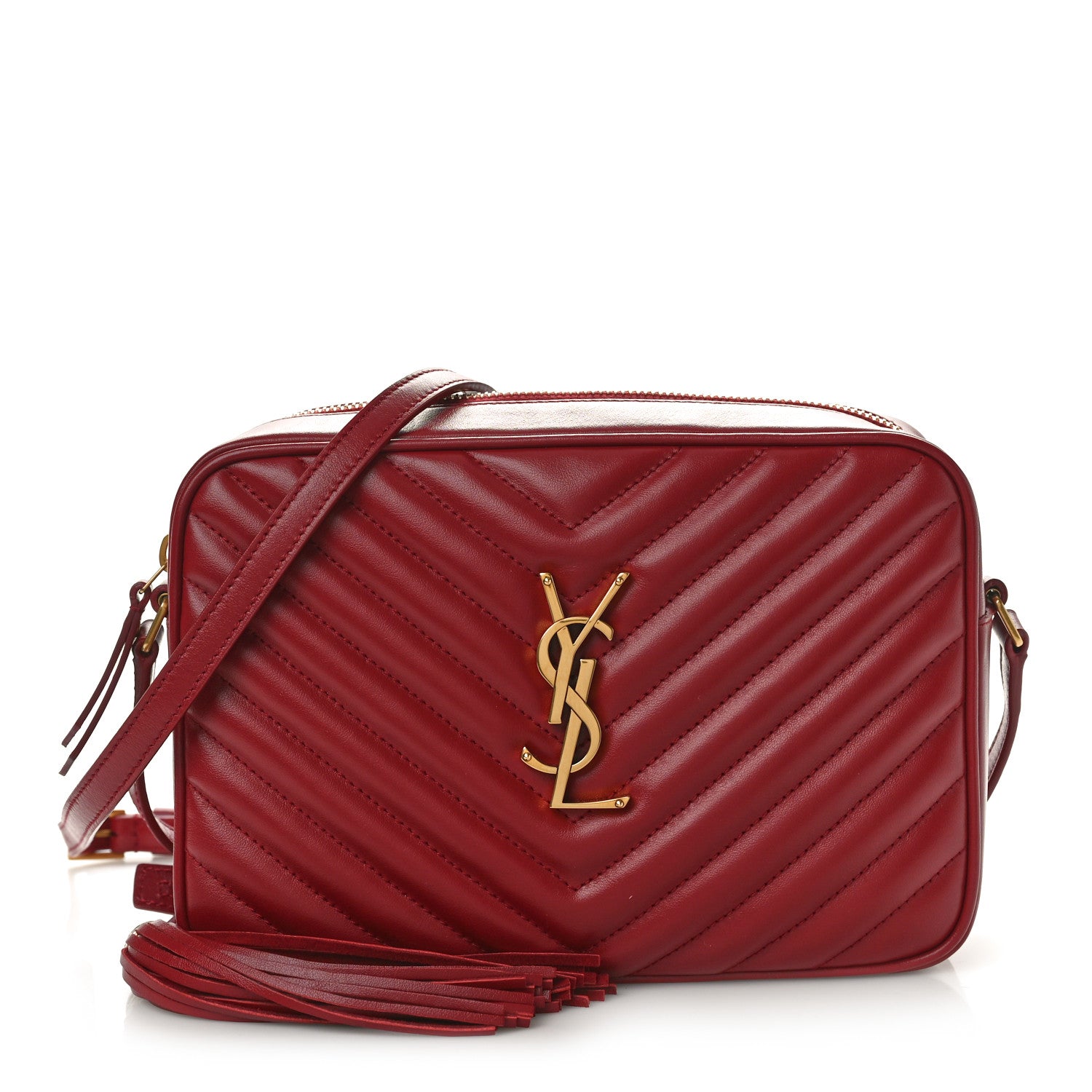 Saint Laurent Calfskin Matelasse Monogram Lou Camera Bag Opyum Red 1 of 10