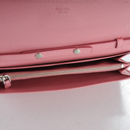 Prada Saffiano Metal Oro Chain Wallet Petalo 5 of 7