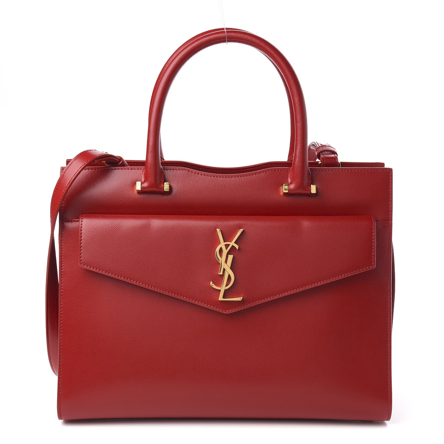 Saint Laurent Grain De Poudre Medium Uptown Tote Rouge Eros 1 of 10