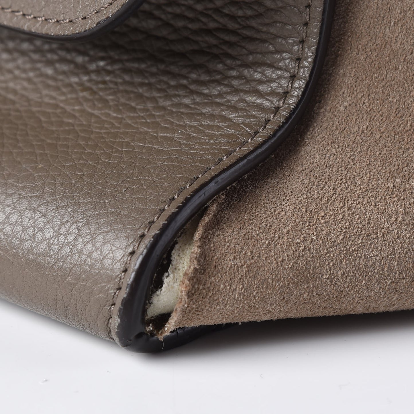 Drummed Calfskin Suede Large Trapeze Souris
