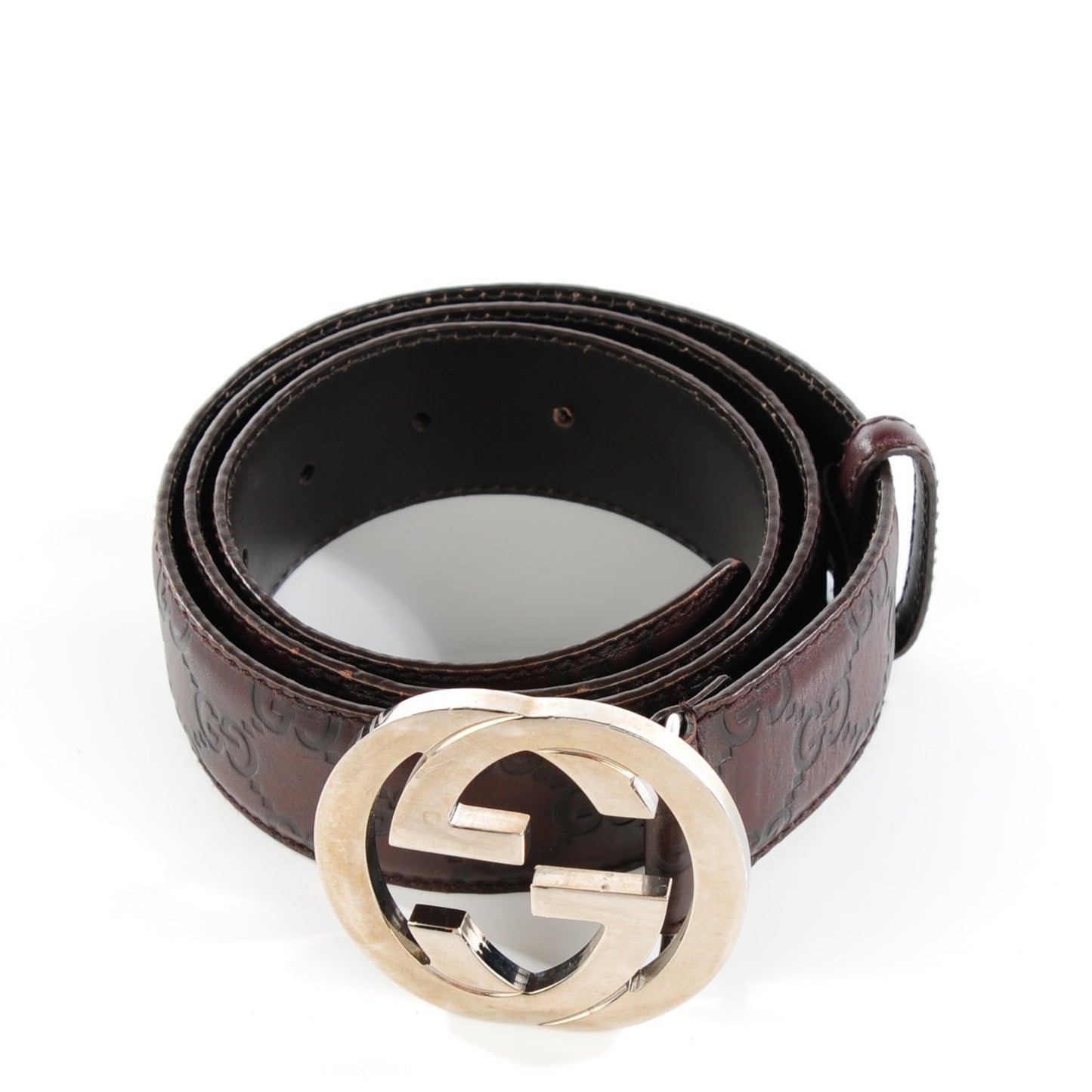 Guccissima Interlocking G Belt 90 36 Dark Brown