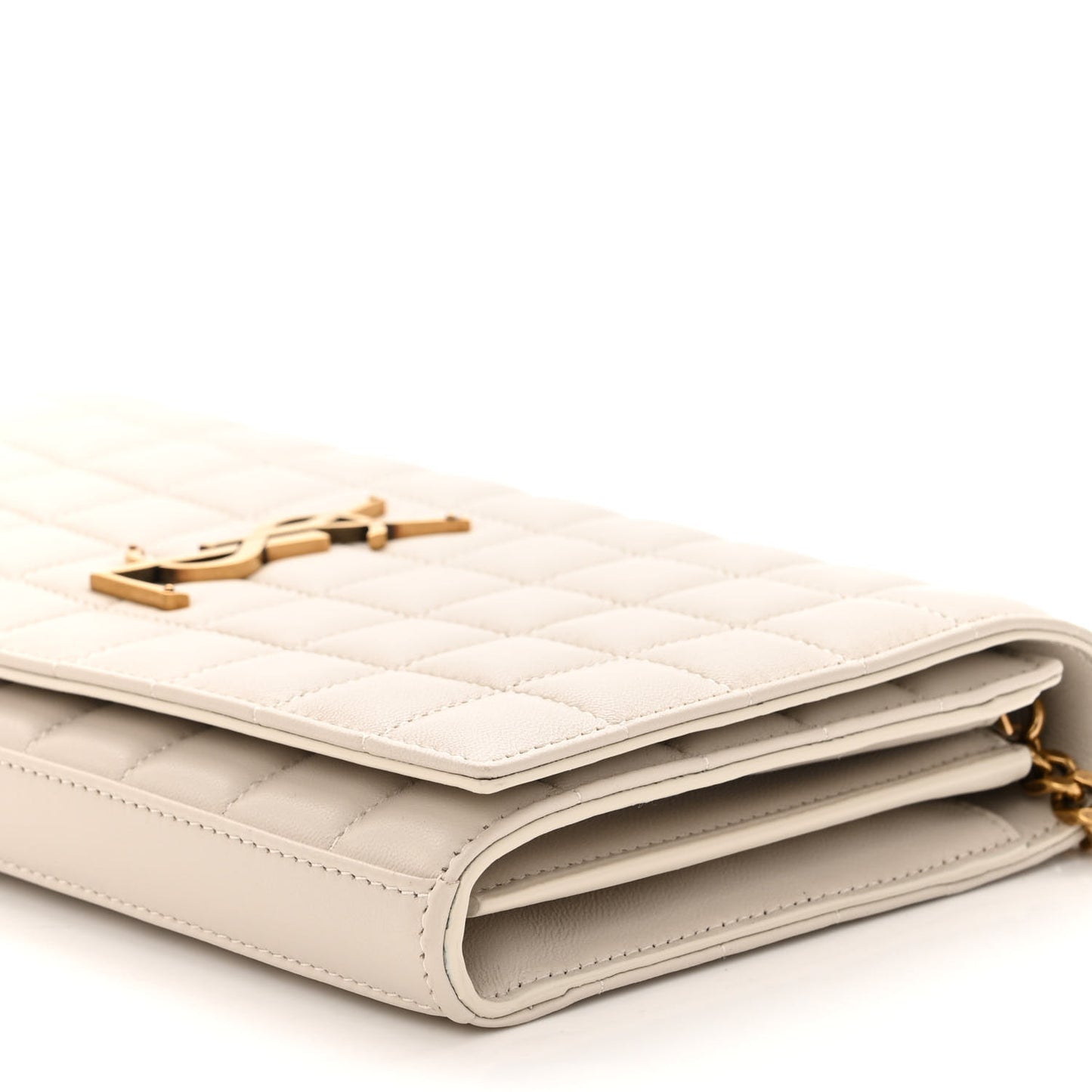 Lambskin Carre Quilted Cassandre Chain Wallet Blanc Vintage