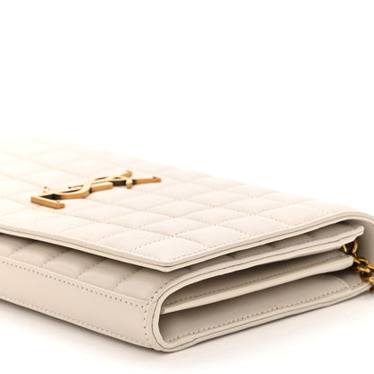Saint Laurent Lambskin Carre Quilted Cassandre Chain Wallet Blanc Vintage 9 of 9
