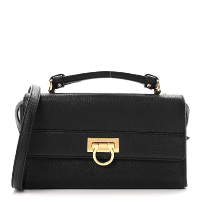Salvatore Ferragamo Grained Calfskin Ably Shoulder Bag Black 1 of 12