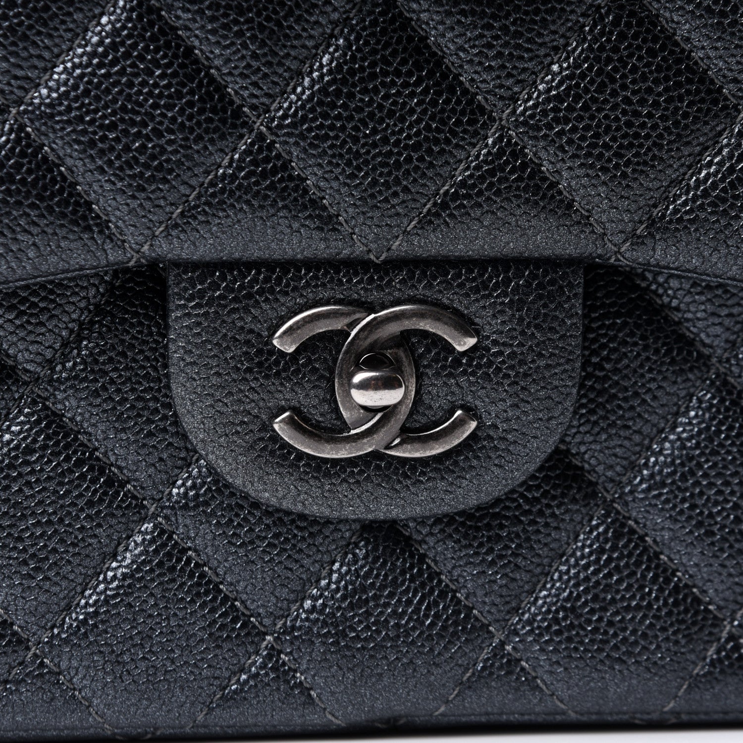Chanel Metallic Caviar Quilted Jumbo Double Flap Dark Grey 7 of 13