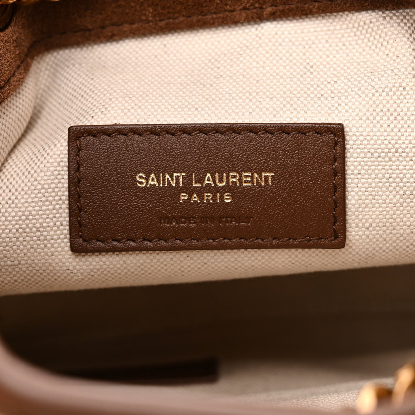 Shearling Suede Monogram Joe Nano Bucket Bag Dark Cigar Natural Beige