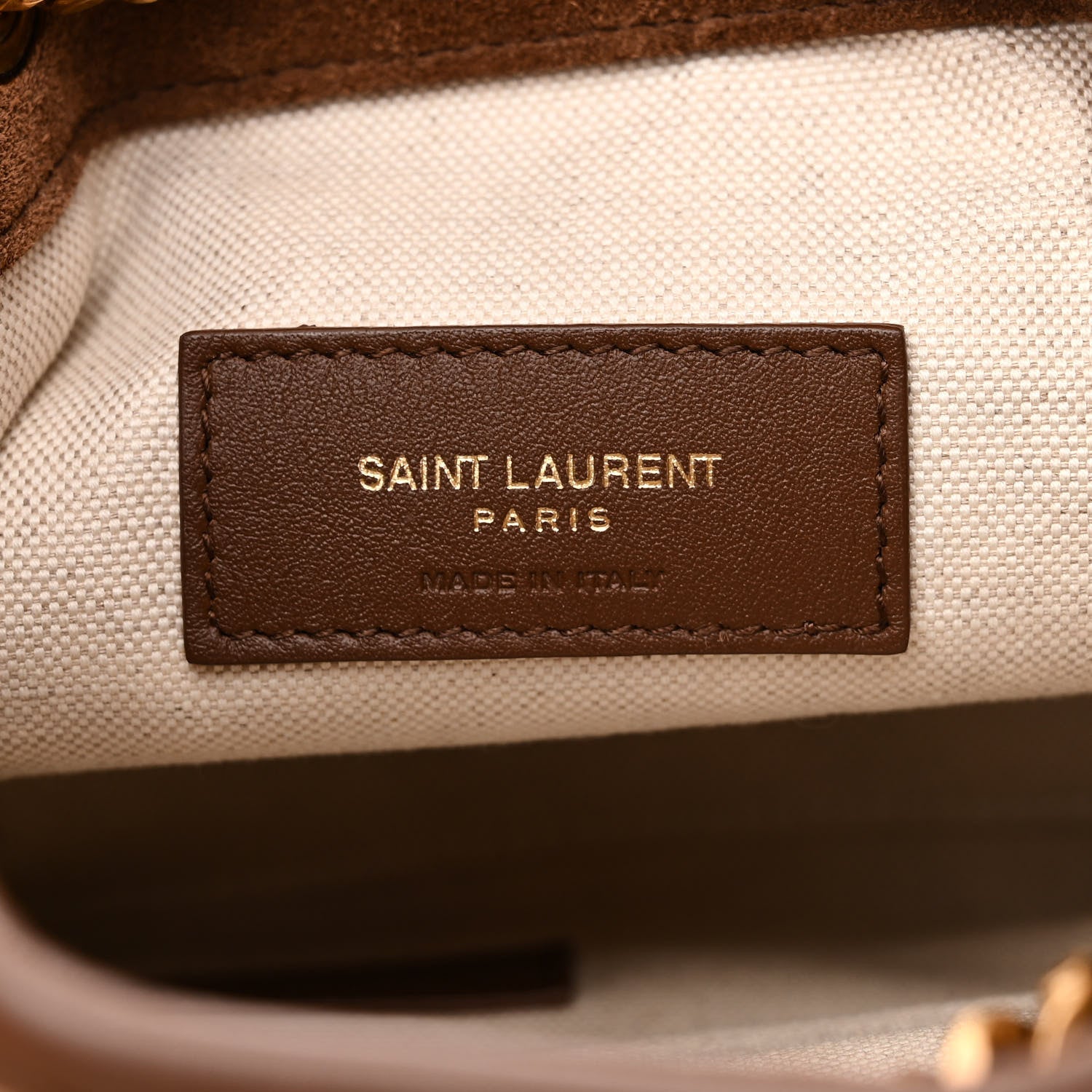 Saint Laurent Shearling Suede Monogram Joe Nano Bucket Bag Dark Cigar Natural Beige 6 of 11