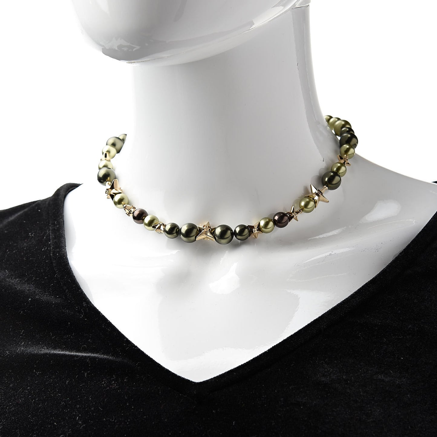 Pearl Star CC Necklace Green Gold