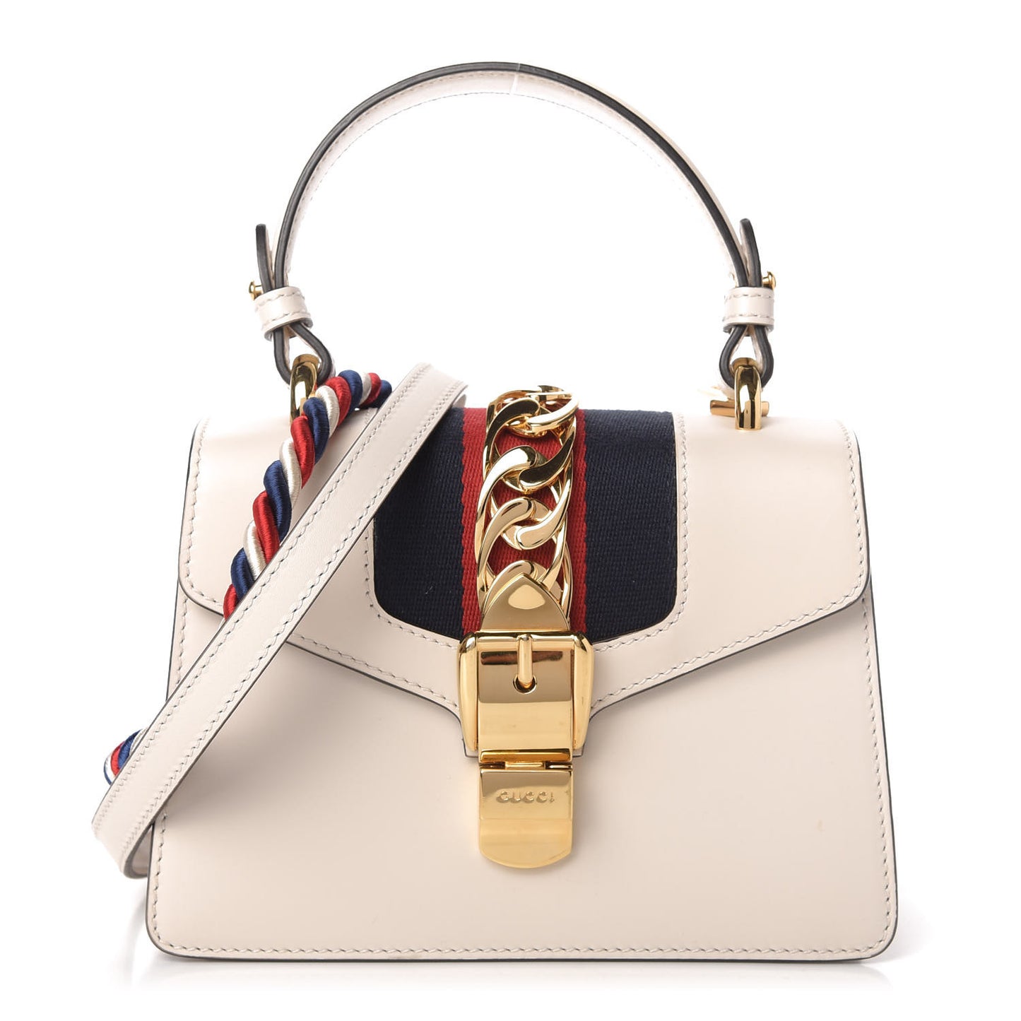 Calfskin Mini Sylvie Top Handle Bag White