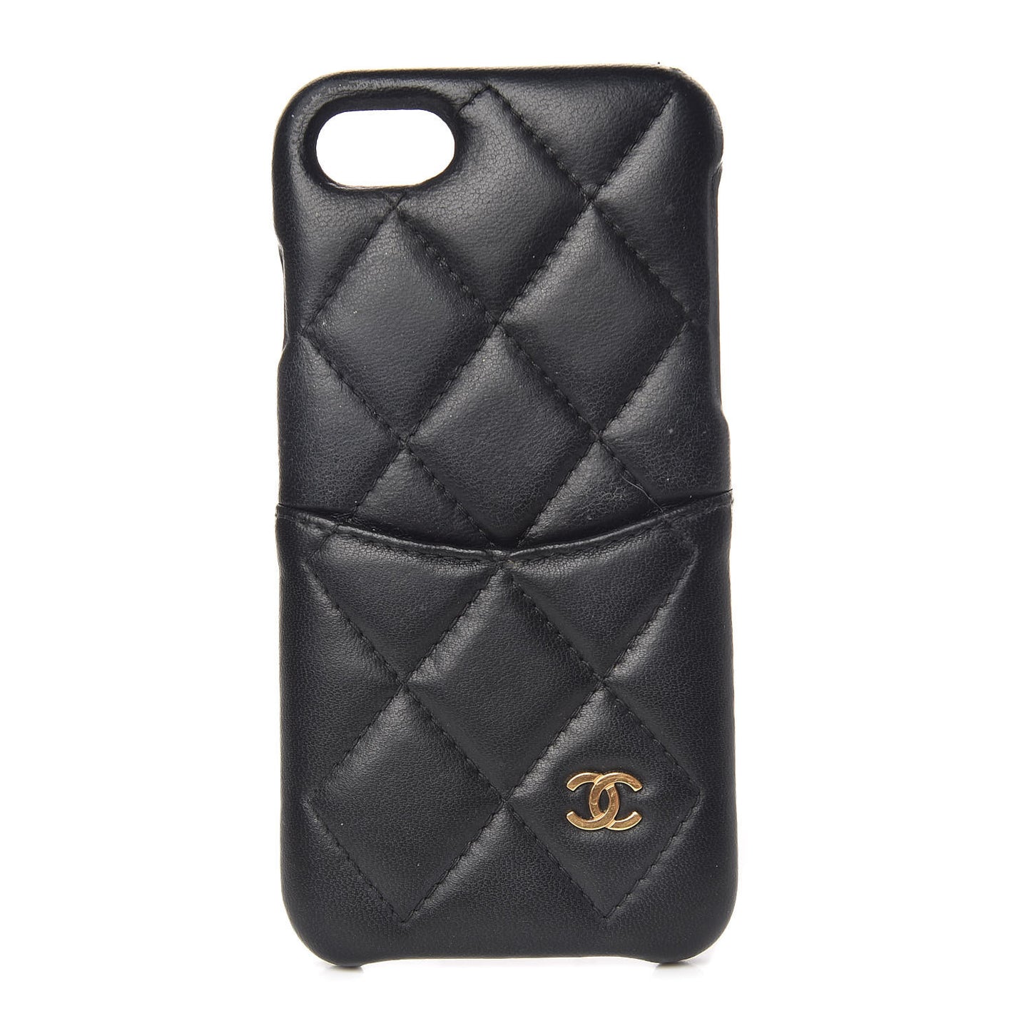 Lambskin Quilted iPhone 7/8 Coco Tech Case Black