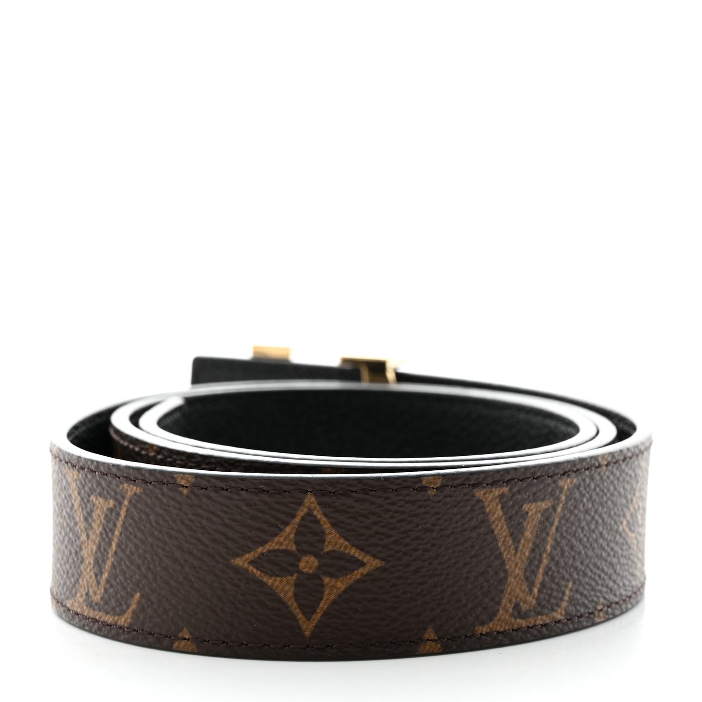 Calfskin Monogram 30mm LV Initiales Reversible Belt 80 32 Black