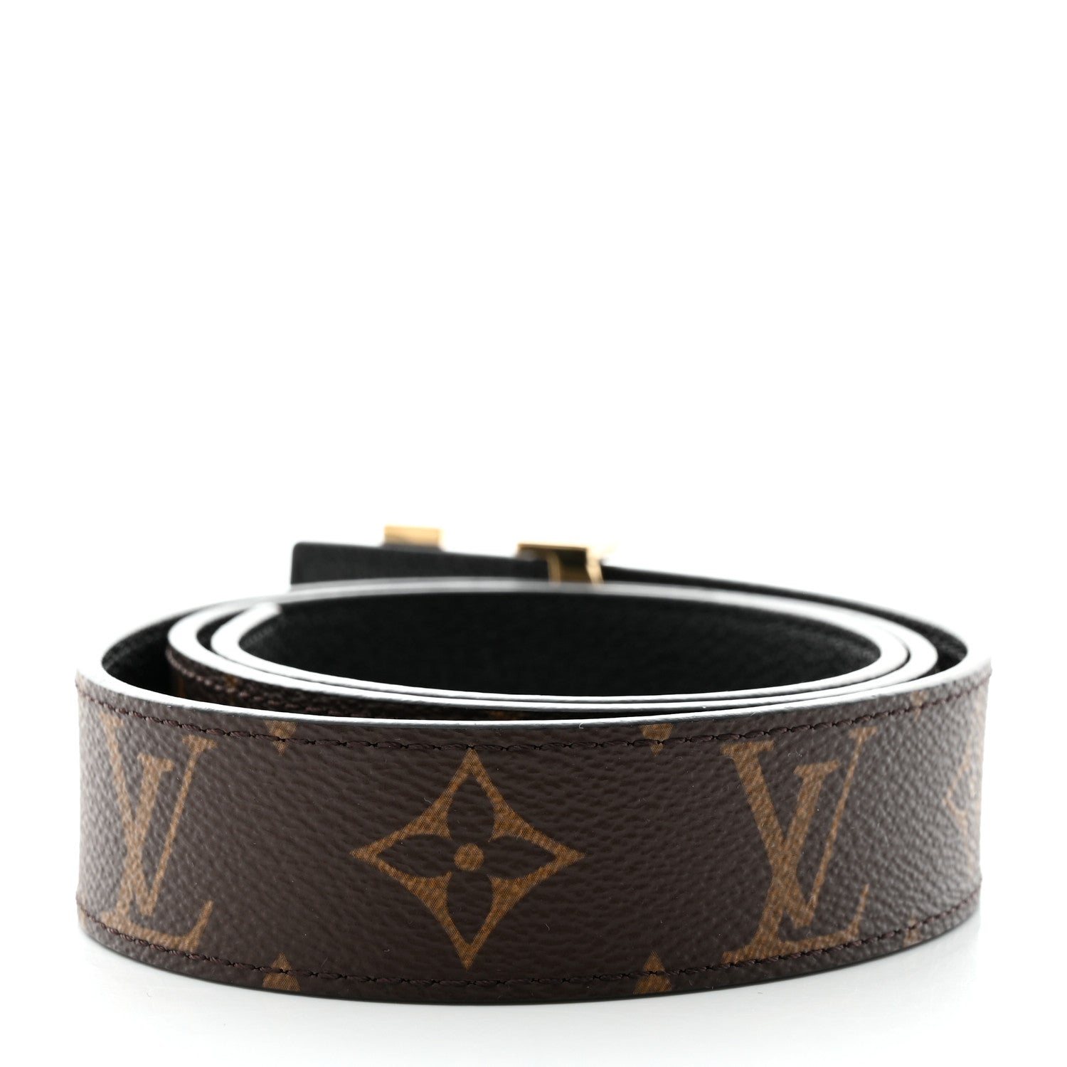 Louis Vuitton Calfskin Monogram 30mm LV Initiales Reversible Belt 80 32 Black 3 of 6