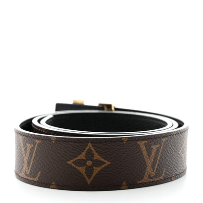 Louis Vuitton Calfskin Monogram 30mm LV Initiales Reversible Belt 80 32 Black 3 of 6