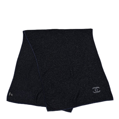 Chanel Cashmere Silk Blend CC Scarf Navy Blue 2 of 4