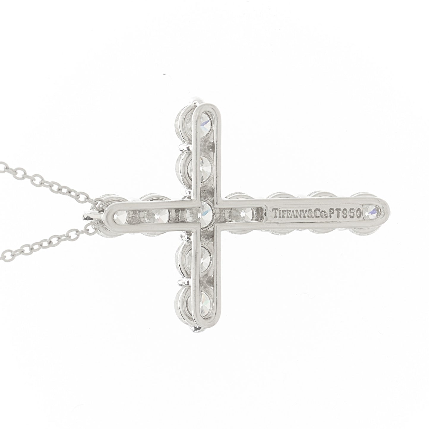 Platinum Diamond Large Cross Pendant Necklace