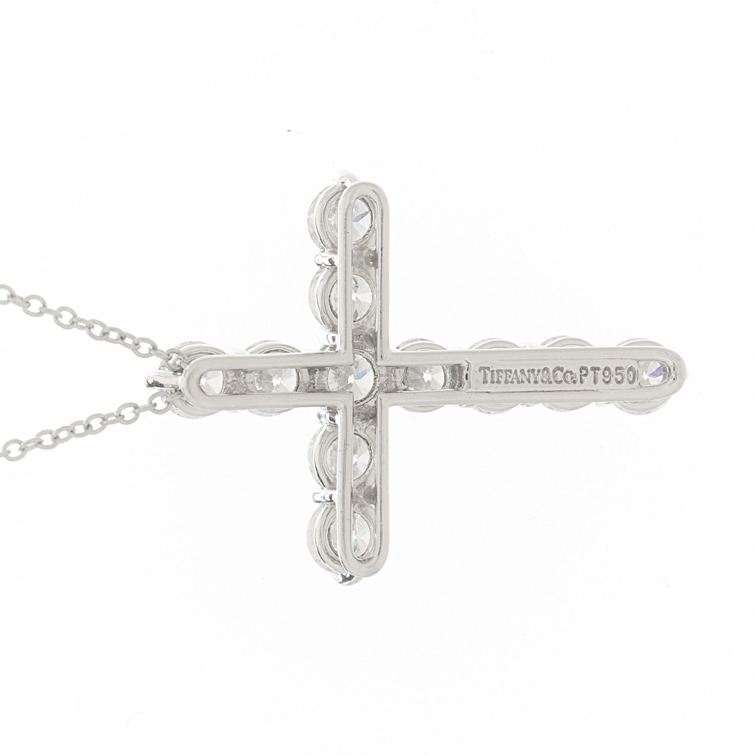 Tiffany Platinum Diamond Large Cross Pendant Necklace 5 of 6