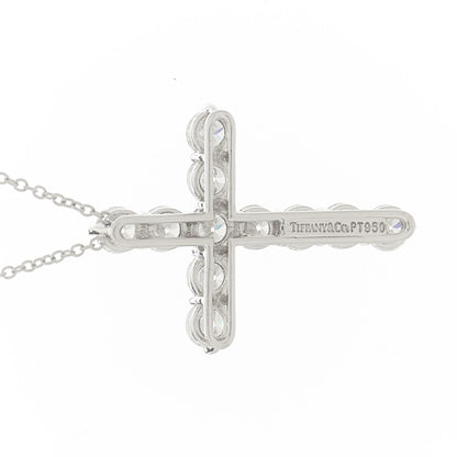 Tiffany Platinum Diamond Large Cross Pendant Necklace 5 of 6