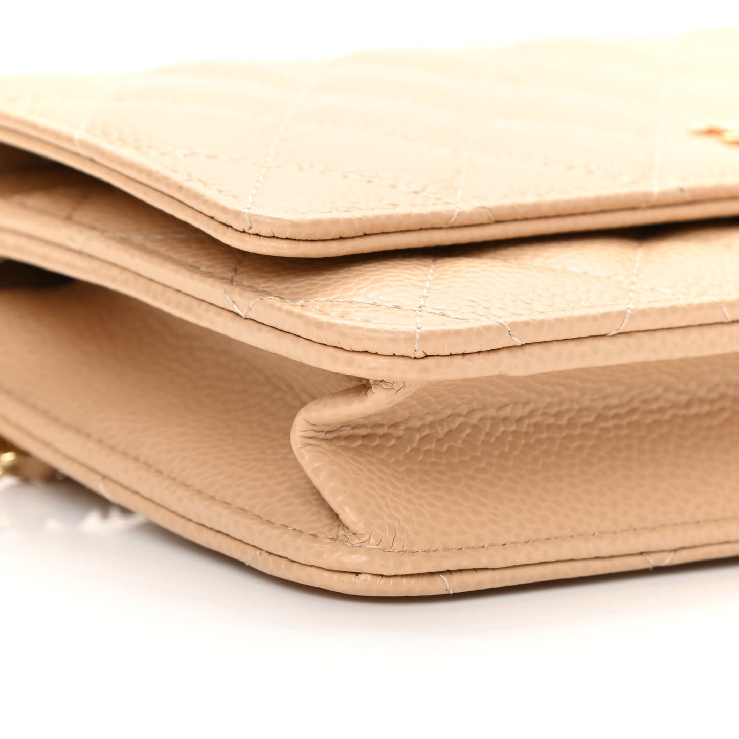 Caviar Quilted Wallet On Chain WOC Beige