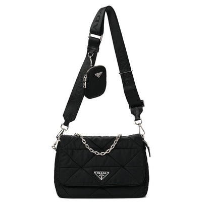 Prada Re-Nylon Quilted Padded Flap Shoulder Bag Black 1 of 10