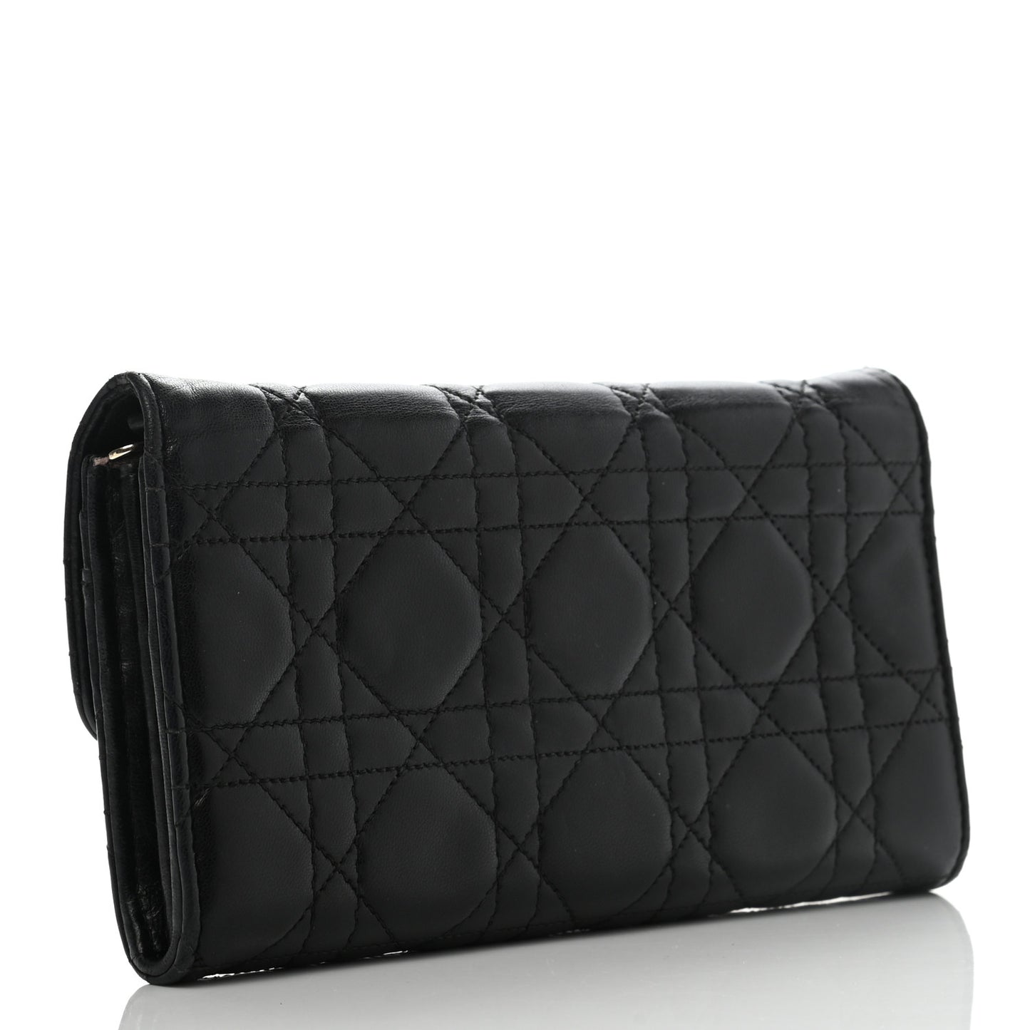Lambskin Cannage Miss Dior Chain Wallet Black