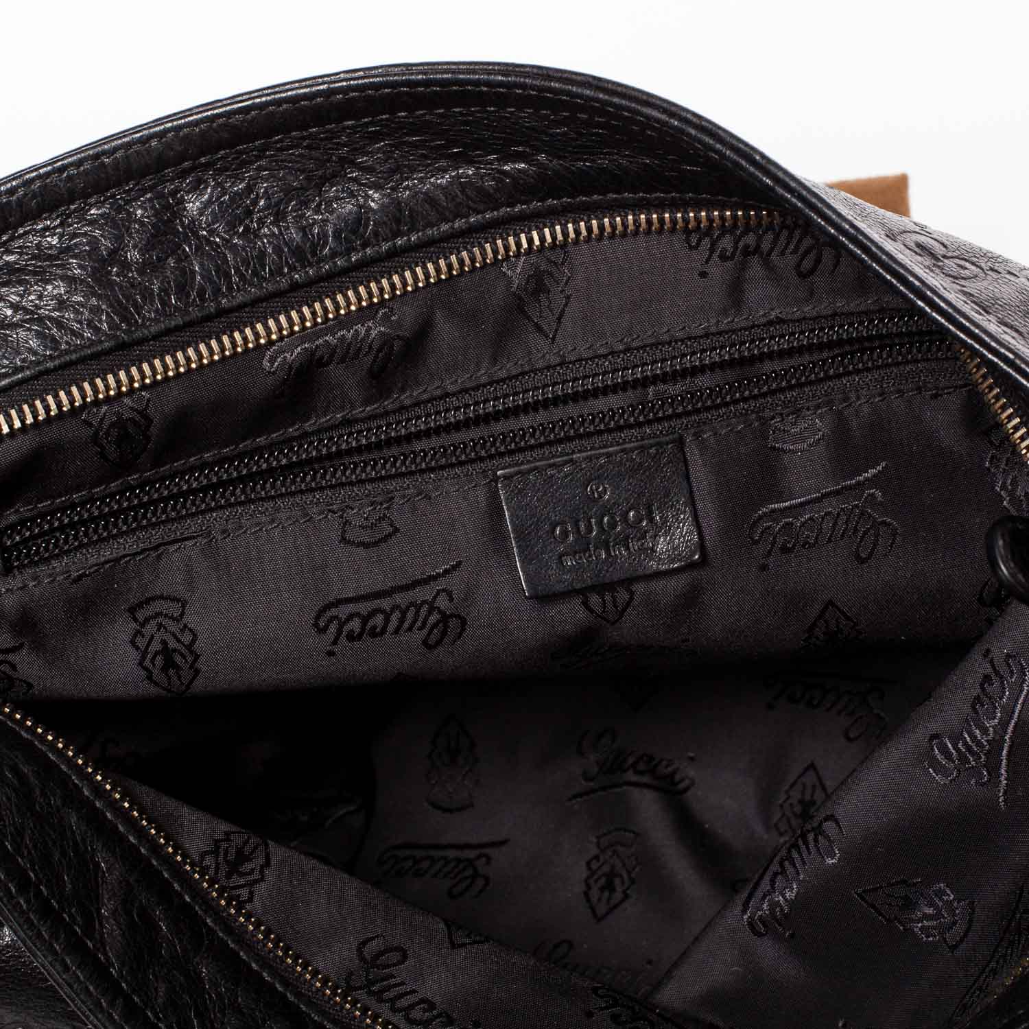 Gucci Guccissima Flat Messenger Bag Black 10 of 11