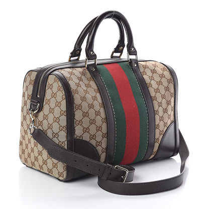 Gucci Monogram Vintage Web Medium Webby Bee Boston Dark Brown 3 of 11