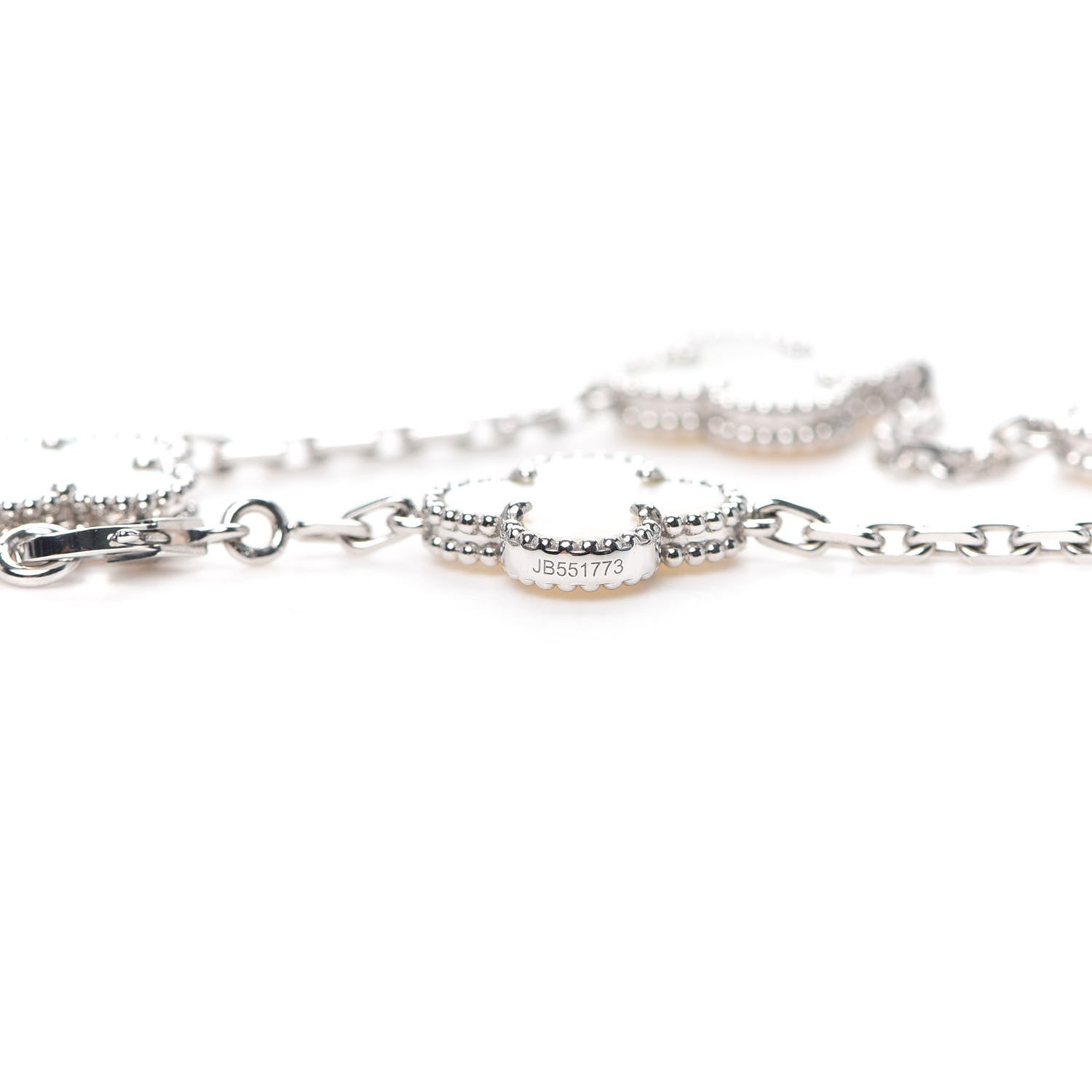 Van Cleef & Arpels 18K White Gold Mother of Pearl 5 Motifs Vintage Alhambra Bracelet 5 of 8