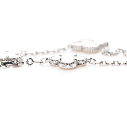 Van Cleef & Arpels 18K White Gold Mother of Pearl 5 Motifs Vintage Alhambra Bracelet 5 of 8
